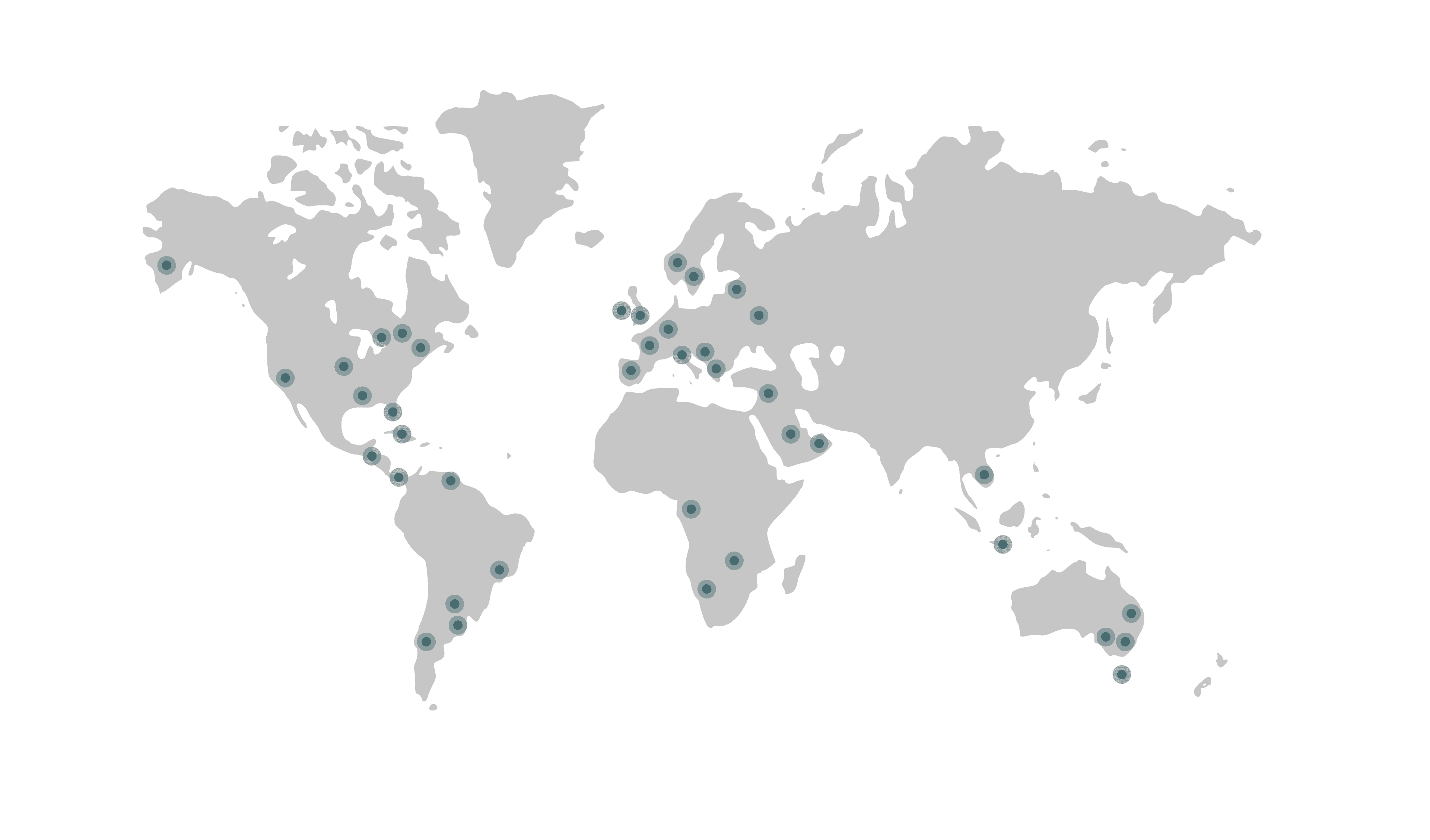 Map showing Mancini Architecture clients around the world